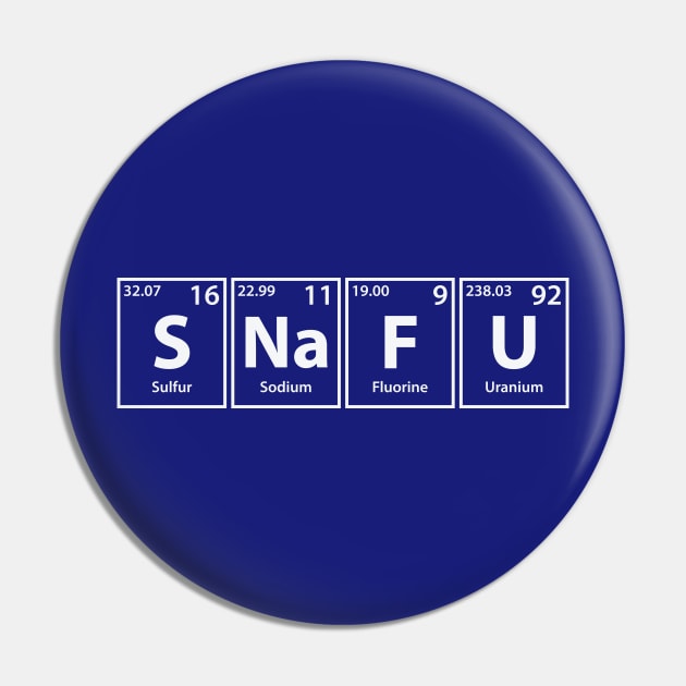 Snafu (S-Na-F-U) Periodic Elements Spelling Pin by cerebrands