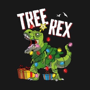 Tree Rex Boys Kids Dinosaur T Rex Funny Christmas T-Shirt