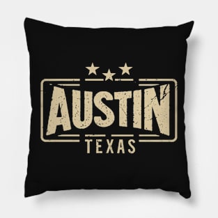 Austin Texas, simple retro black and white Pillow