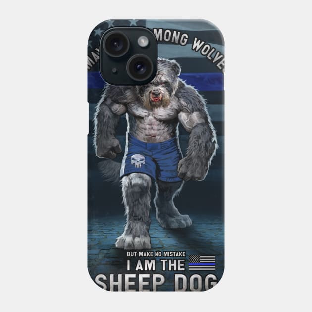 Blue Line Sheep dog Phone Case by Ground Shark