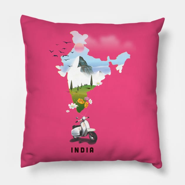India travel map Pillow by nickemporium1