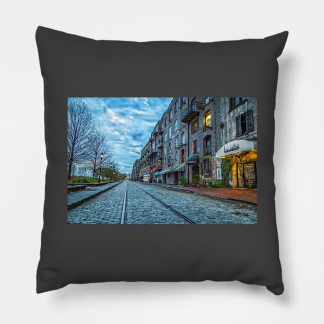 River Street Savannah Georgia Pillow by Gestalt Imagery