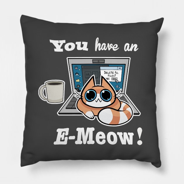 Cat T-Shirt - You have an E-Meow! - Orange Cat Pillow by truhland84