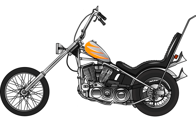 Chopper Motorcycle 1950 cartoon illustration Kids T-Shirt by Miss Cartoon