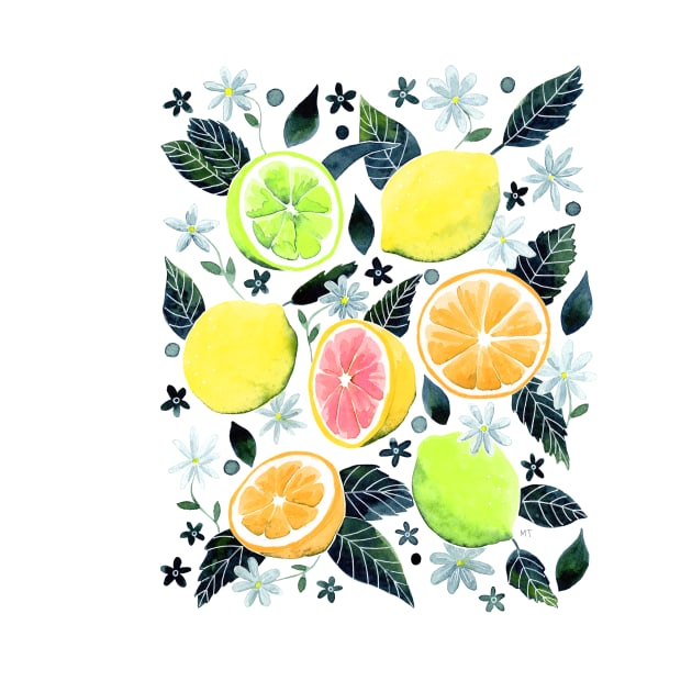 Assorted Watercolor Citrus Pattern by monitdesign