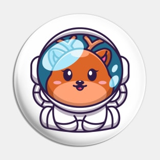 Cute baby deer wearing an astronaut suit, cartoon character Pin