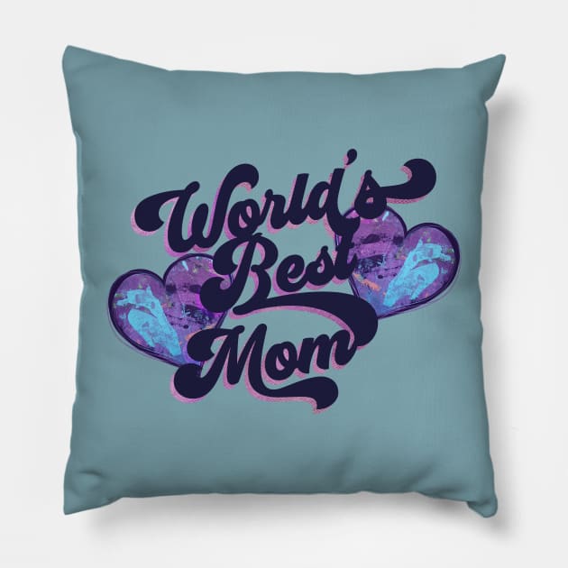 World's Best Mom Rad Hearts Pillow by bubbsnugg