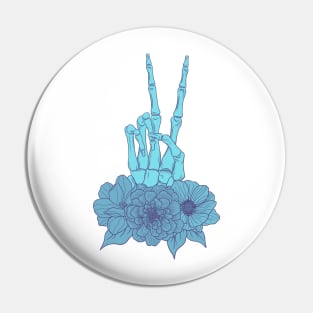 Blue hues skeleton peace Pin