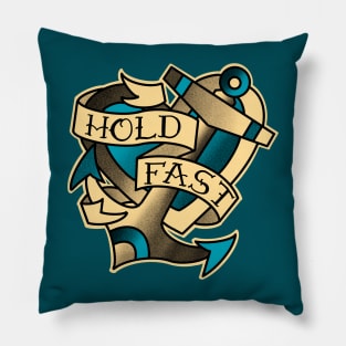 Hold fast, anchor and heart with banner, traditional tattoo style Pillow