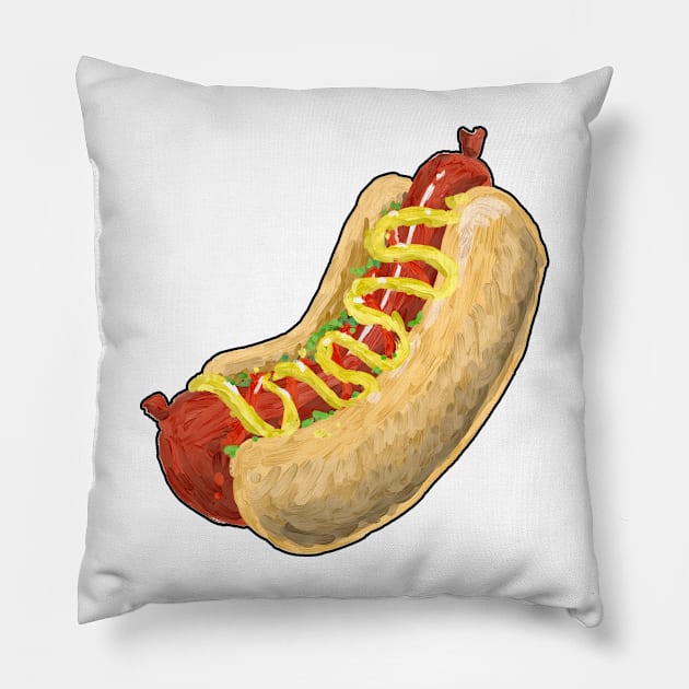 High art hot dog Pillow by johnnybuzt