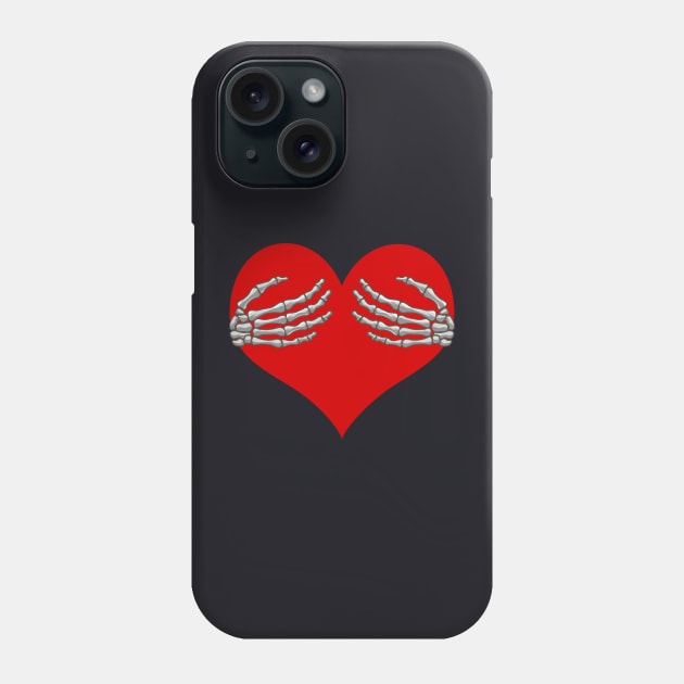 Skeleton Hands Holding Heart Phone Case by Mind Your Tee