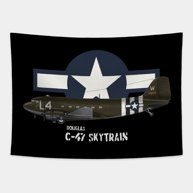 Douglas C-47 Skytrain Tapestry by BearCaveDesigns