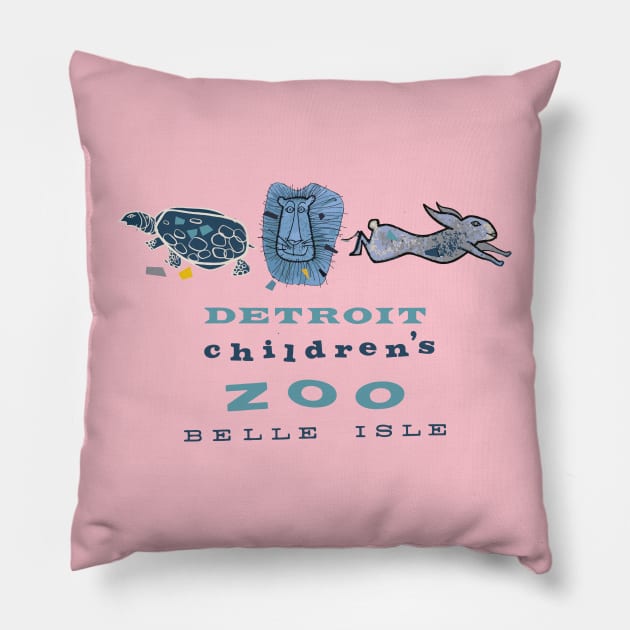 Vintage Belle Isle Children's Zoo (Detroit) Pillow by HistoricDetroit.org