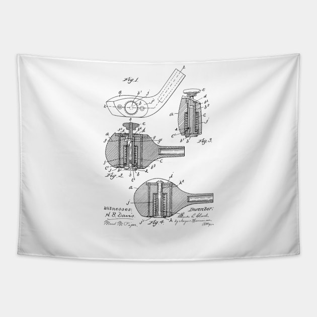 Golf Club Vintage Patent Hand Drawing Tapestry by TheYoungDesigns