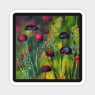 Watercolour Ruby Mushrooms Magnet