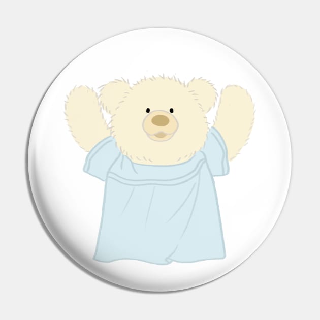 Cute teddy bear in blue dress Pin by ballooonfish