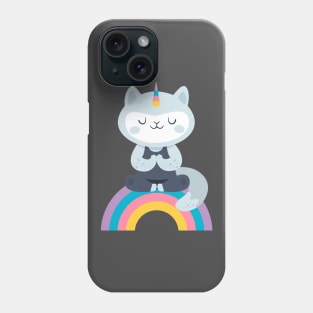 Cat unicorn , yoga kitty on the rainbow Phone Case