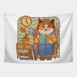 Armchair Gardener Cat and Mouse Tapestry