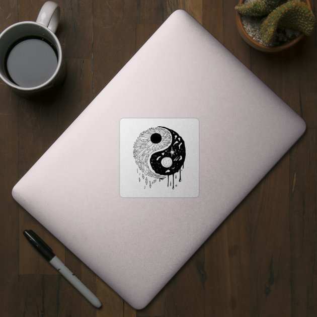 Yin Yang Crystals And The Night Sky Yin Yang Sticker Teepublic