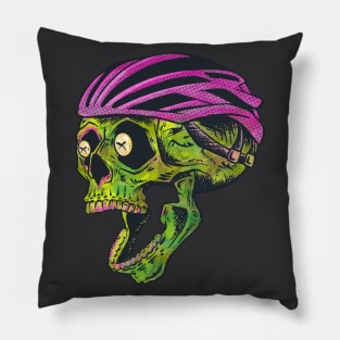 Bike Messenger Skull Illustration Pillow