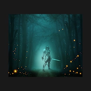 Forest Warrior Knight in Fantasy Forest T-Shirt