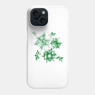 Snowflakes christmas trees and holly green Phone Case