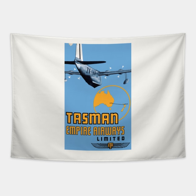 Tasman Empire S30 Airways Vintage Poster 1930s Tapestry by vintagetreasure