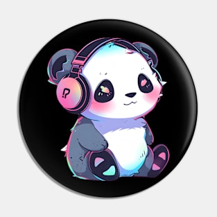 Panda Headphones Pin