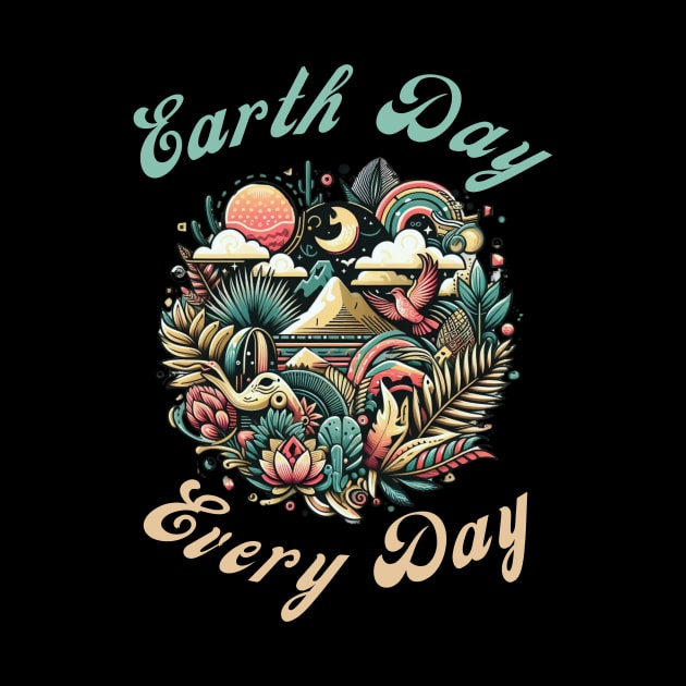 Earth Day Every Day Groovy Retro by Chahrazad's Treasures