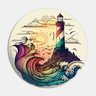 Lighthouse Colorful Art Creation V2 Pin