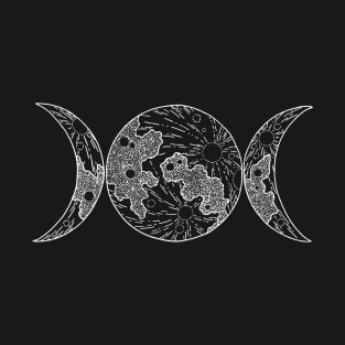 Triple Goddess Wiccan Symbol - Moon Lunar Phases T-Shirt