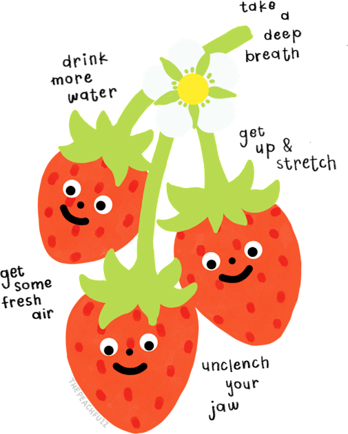 Self-Care Strawberries - The Peach Fuzz Kids T-Shirt by ThePeachFuzz