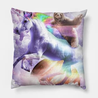 Epic Space Sloth Riding On Unicorn Pillow