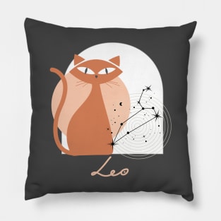 Leo Zodiac Cat Modern Astrology Horoscope Kitty Pillow