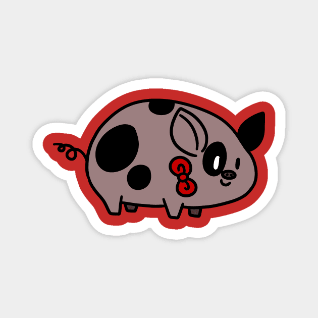 Spotted Bow Tie Piggy Magnet by saradaboru