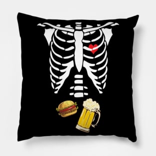 Beer Hamburger Skeleton Tee Pregnancy Costume Halloween Pillow