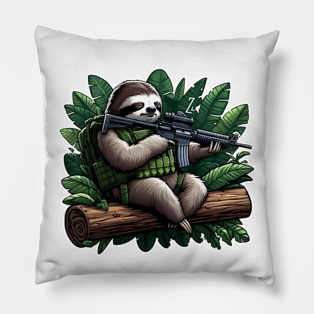 Tactical Sloth Pillow by Rawlifegraphic