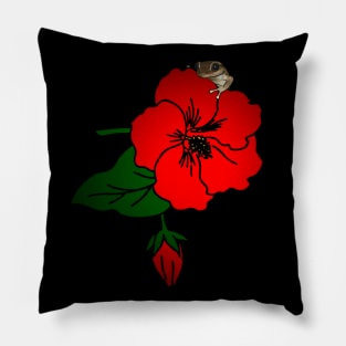 Boricua Coqui on Puerto Rican Maga Flower Pillow