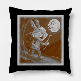 rabbit hiking under full moon Pillow