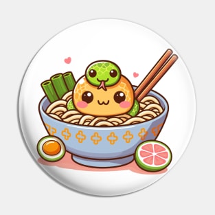 Cute Corn Snake And Ramen Pin