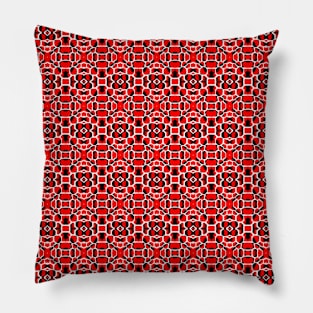 Abstract Red Grid Pattern Pillow