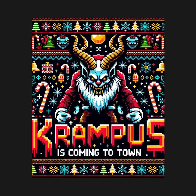 Krampus 8-bit Xmas Funny Christmas Ugly Retro by WearablePSA