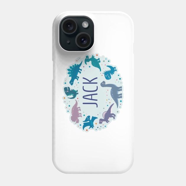 Jack name surrounded by dinosaurs Phone Case by WildMeART