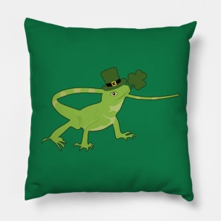 Gecko Funny St Patricks Day Shamrock Pillow