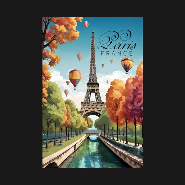 Ballooning In Paris France Travel Ad Poster by LittleBean