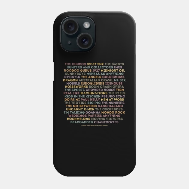 Aussie 80s Bands Tee Phone Case by Timeless Chaos