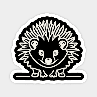 Cute hedgehog drawing lineart for black Magnet