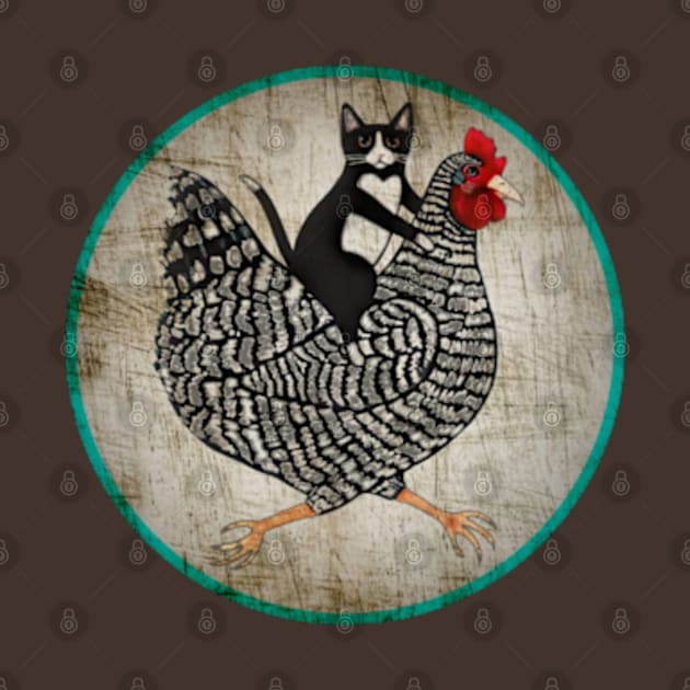 Tuxedo Cat on a Chicken by  hal mafhoum?