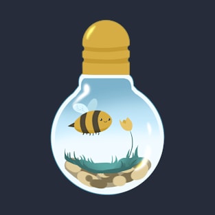 Cute Bee in Lightbulb Terrarium T-Shirt