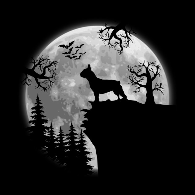 French Bulldog And Halloween Moon by Jenna Lyannion
